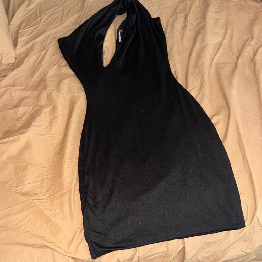 Black one shoulder mini dress